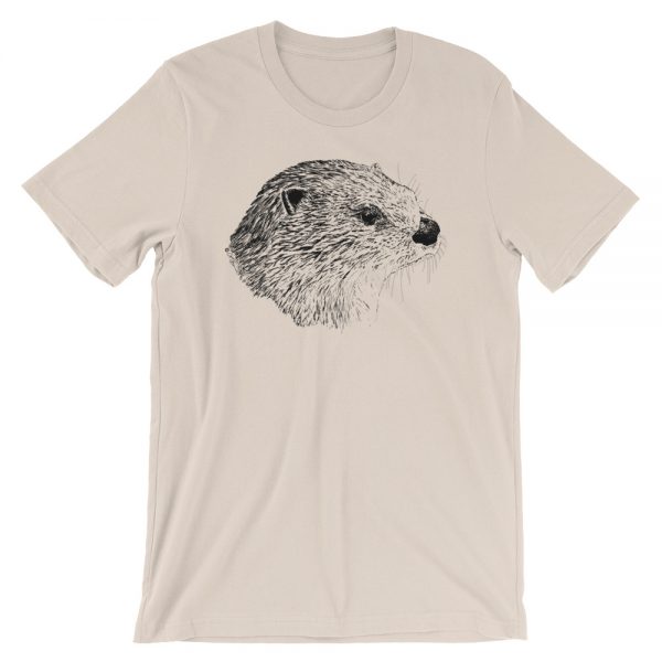 Pen & Ink River Otter Head Unisex T-Shirt_mockup_Front_Wrinkled_Soft-Cream